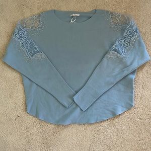 NWT baby blue with lace/embellished sleeve